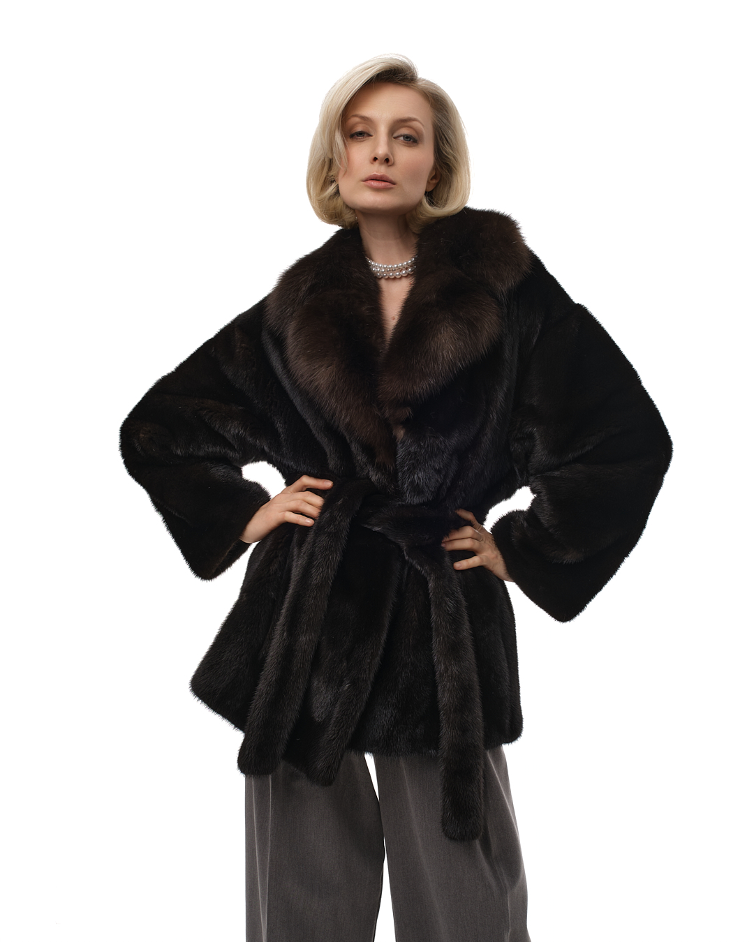 Полупальто из меха норки