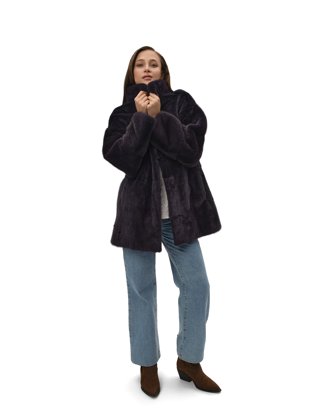 полупальто из меха норки