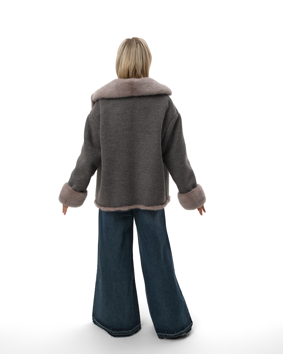 куртка комбинированная трикотажная с мехом норки