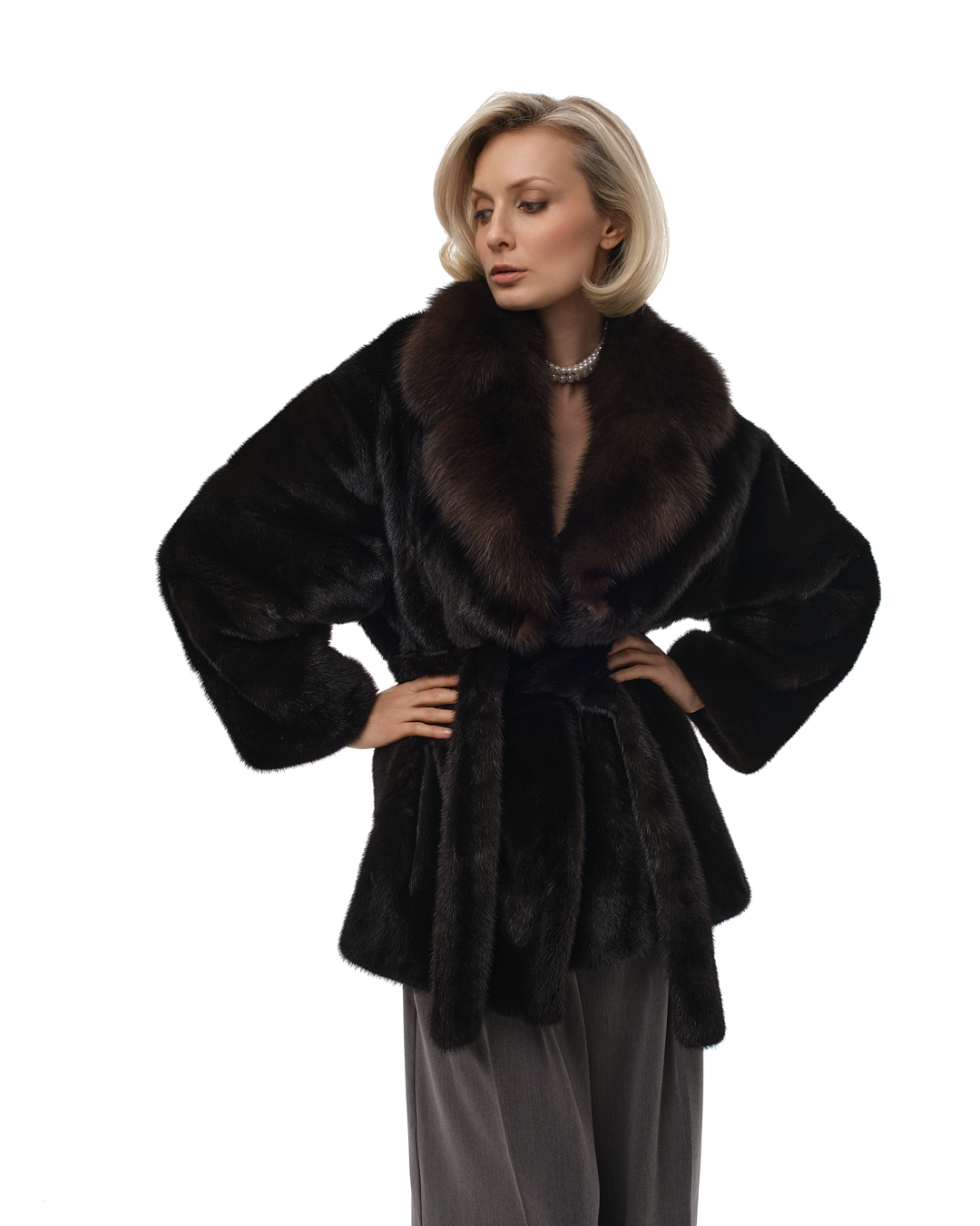 Полупальто из меха норки
