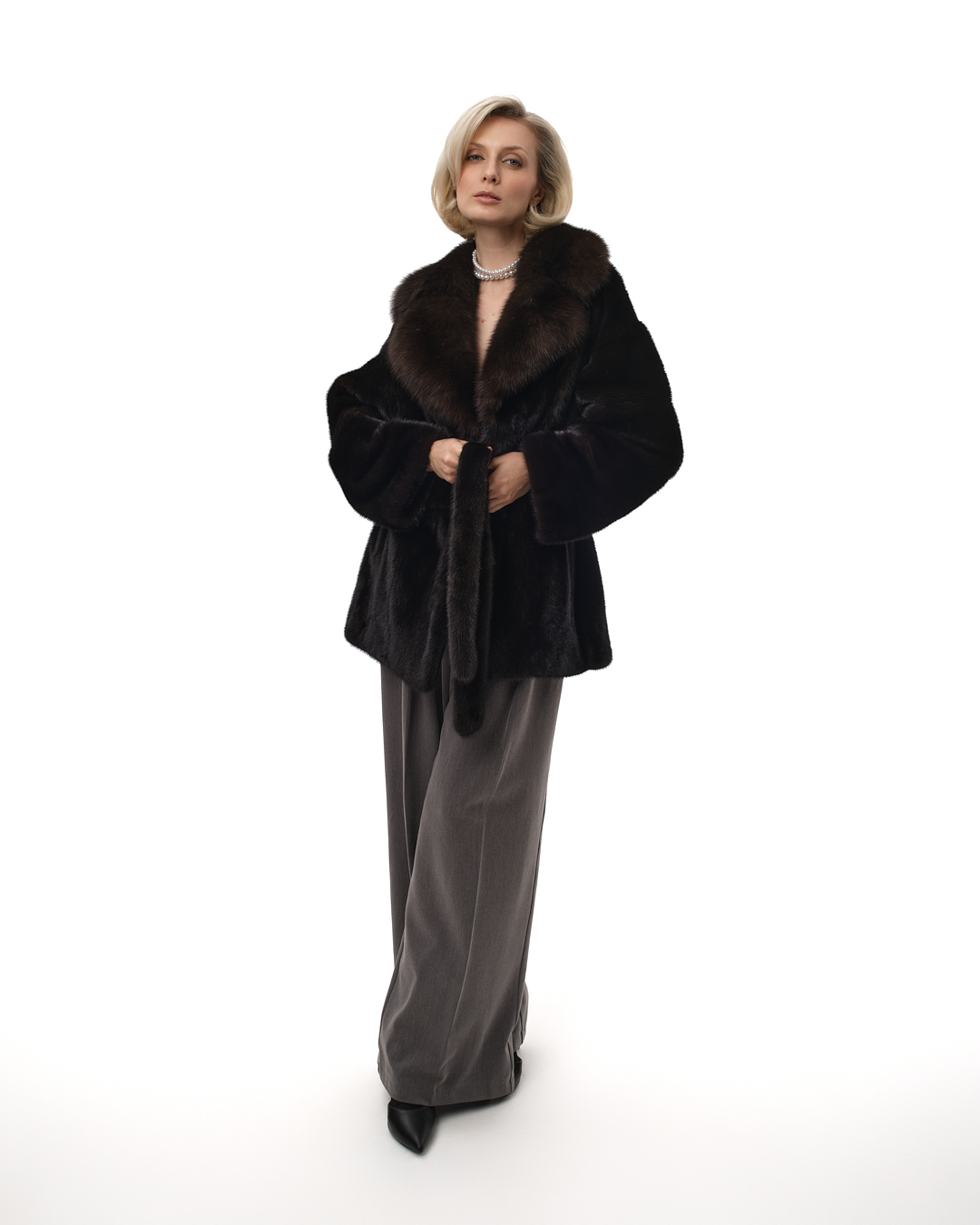 Полупальто из меха норки