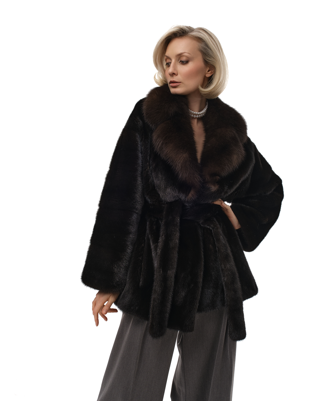 Полупальто из меха норки