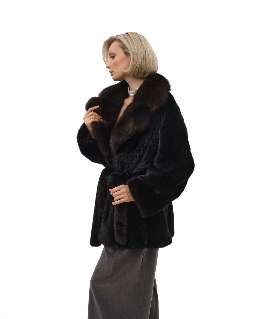 Полупальто из меха норки