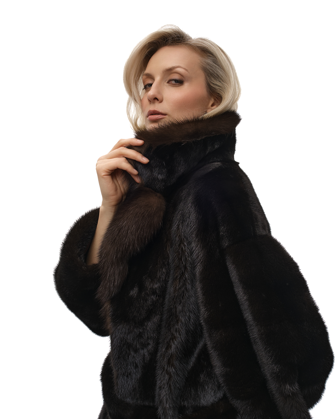 Полупальто из меха норки