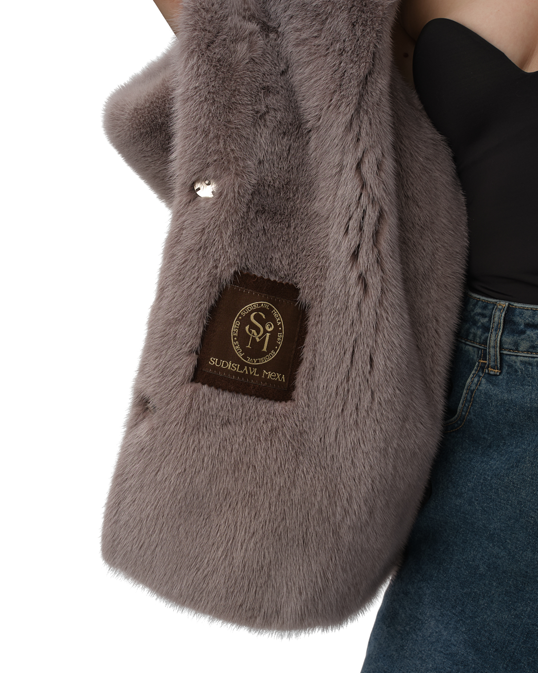 куртка комбинированная трикотажная с мехом норки